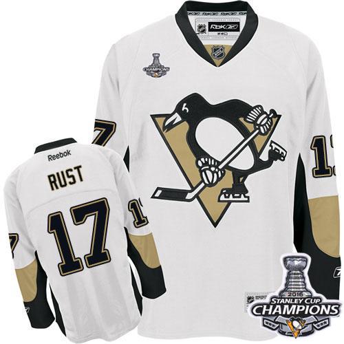 Penguins #17 Bryan Rust White 2016 Stanley Cup Champions Stitched Jersey