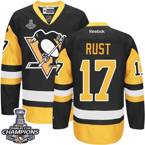 Penguins #17 Bryan Rust Black Alternate 2016 Stanley Cup Champions Stitched Jersey