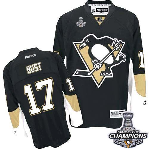 Penguins #17 Bryan Rust Black Home 2016 Stanley Cup Champions Stitched Jersey