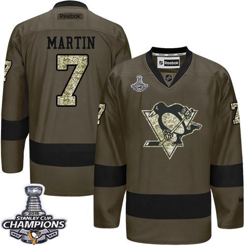 Penguins #7 Paul Martin Green Salute To Service 2016 Stanley Cup Champions Stitched Jersey