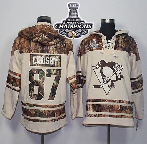 Penguins #87 Sidney Crosby Cream Camo 2016 Stanley Cup Champions Stitched Jersey