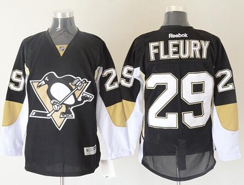 Penguins #29 Andre Fleury Black Stitched Jersey