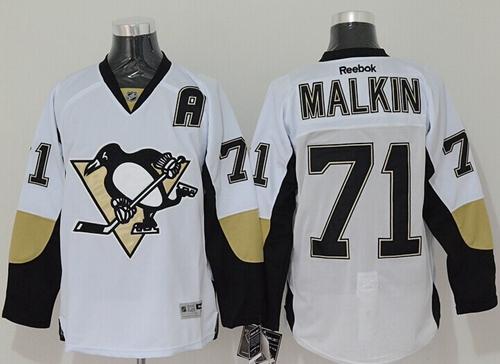 Penguins #71 Evgeni Malkin White Stitched Jersey