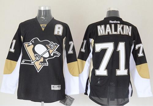 Penguins #71 Evgeni Malkin Black Stitched Jersey