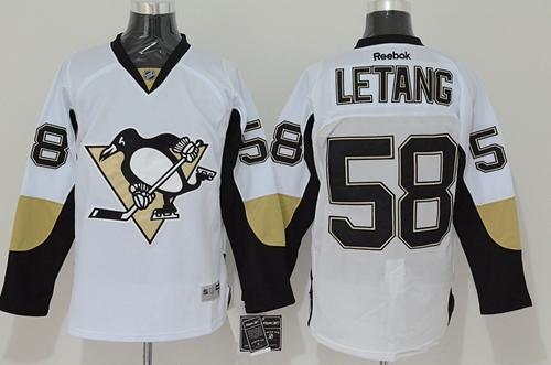Penguins #58 Kris Letang White Stitched Jersey