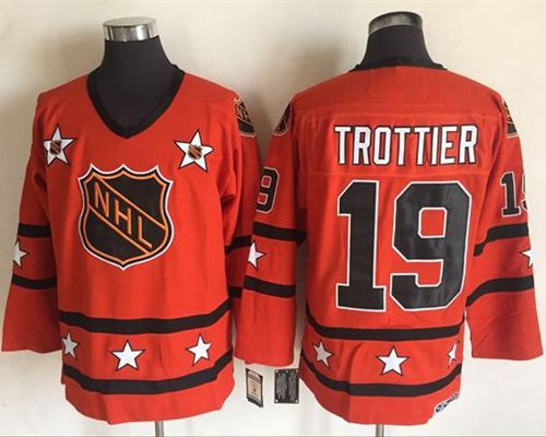 Penguins #19 Bryan Trottier Orange All Star CCM Throwback Stitched Jersey