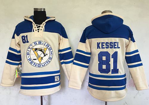 Penguins #81 Phil Kessel Cream Sawyer Hooded Sweatshirt Stitched Jersey