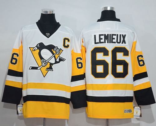 Penguins #66 Mario Lemieux White New Away Stitched Jersey