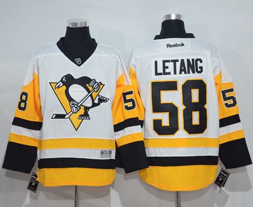 Penguins #58 Kris Letang White New Away Stitched Jersey