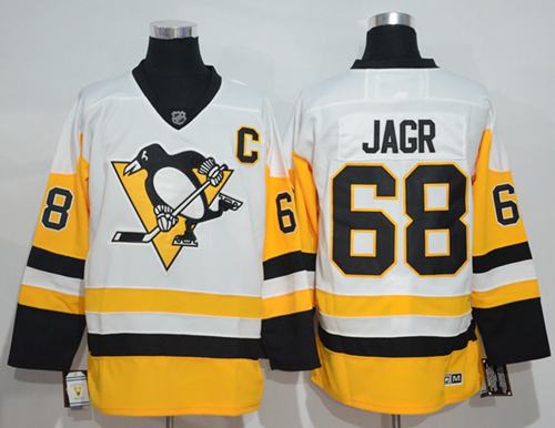 Penguins #68 Jaromir Jagr White New Away Stitched Jersey