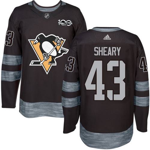 Penguins #43 Conor Sheary Black 1917-2017 100th Anniversary Stitched Jersey