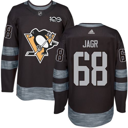 Penguins #68 Jaromir Jagr Black 1917-2017 100th Anniversary Stitched Jersey