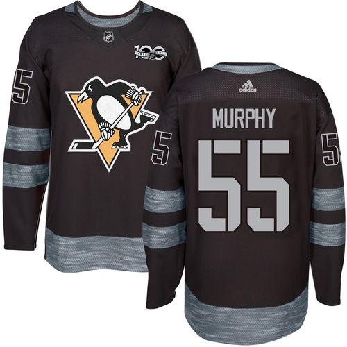 Penguins #55 Larry Murphy Black 1917-2017 100th Anniversary Stitched Jersey