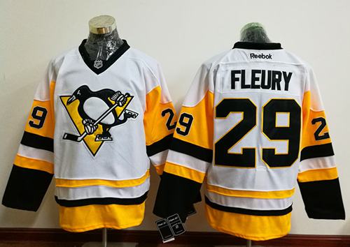 Penguins #29 Andre Fleury White New Away Stitched Jersey