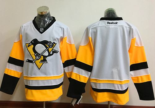 Penguins Blank White New Away Stitched Jersey