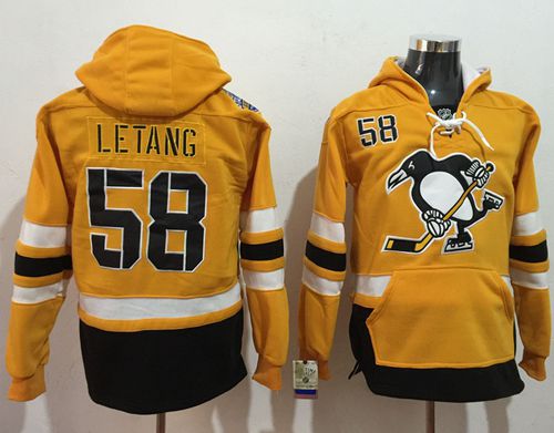 Penguins #58 Kris Letang Gold Sawyer Hooded Sweatshirt 2017 Stadium Series Stitched Jersey