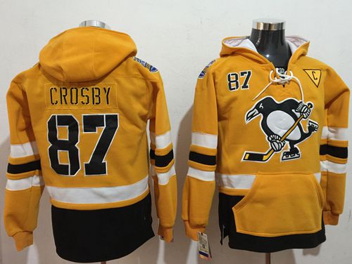 Penguins #87 Sidney Crosby Gold Sawyer Hooded Sweatshirt 2017 Stadium Series Stitched Jersey