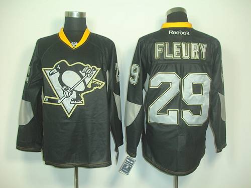 Penguins #29 Andre Fleury Black Ice Stitched Jersey