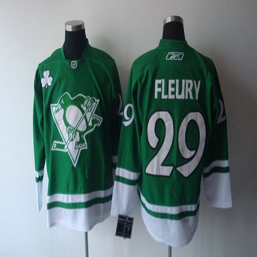 Penguins #29 Andre Fleury St. Patty's Day Stitched Jersey
