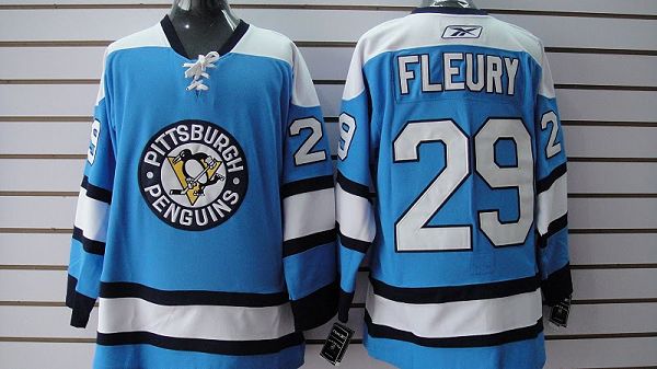 Penguins #29 Andre Fleury Stitched Blue Jersey