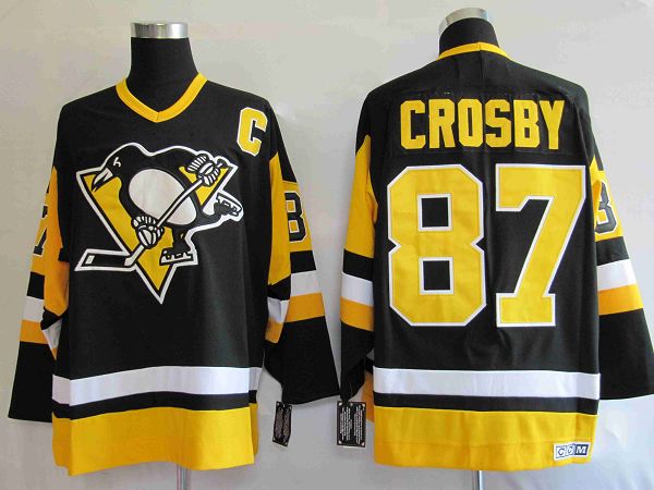 Penguins #87 Sidney Crosby Stitched Black Mitchell Ness Jersey