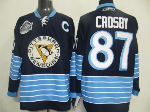 Penguins #87 Sidney Crosby Stitched Dark Blue 2011 Winter Classic Vintage Jersey