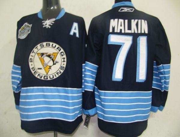 Penguins #71 Evgeni Malkin Stitched Dark BLue 2011 Winter Classic Vintage Jersey