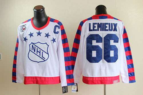 Penguins #66 Mario Lemieux White All Star CCM Throwback 75TH Stitched Jersey