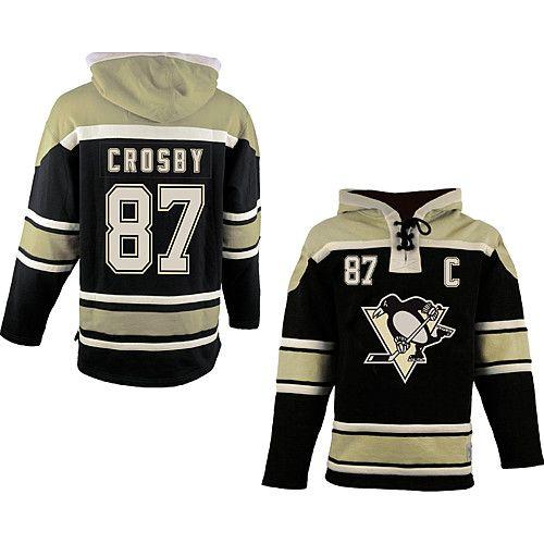 Penguins #87 Sidney Crosby Black Sawyer Hooded Sweatshirt Stitched Jersey