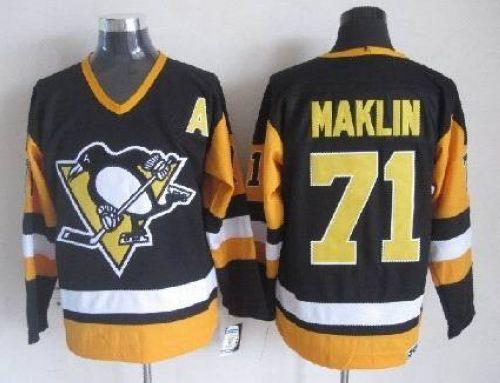 Penguins #71 Evgeni Malkin Black CCM Throwback Stitched Jersey