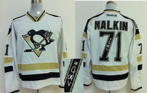 Penguins #71 Evgeni Malkin White 2014 Stadium Series Autographed Stitched Jersey