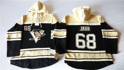 Penguins #68 Jaromir Jagr Black Sawyer Hooded Sweatshirt Stitched Jersey