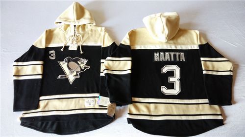 Penguins #3 Olli Maatta Black Sawyer Hooded Sweatshirt Stitched Jersey