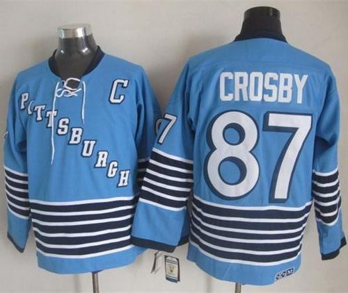 Penguins #87 Sidney Crosby Light Blue CCM Throwback Stitched Jersey