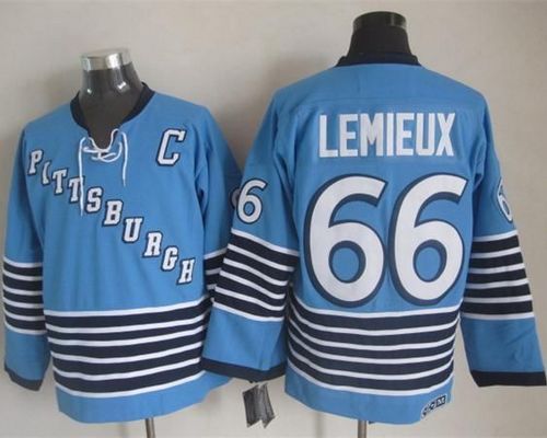Penguins #66 Mario Lemieux Light Blue CCM Throwback Stitched Jersey