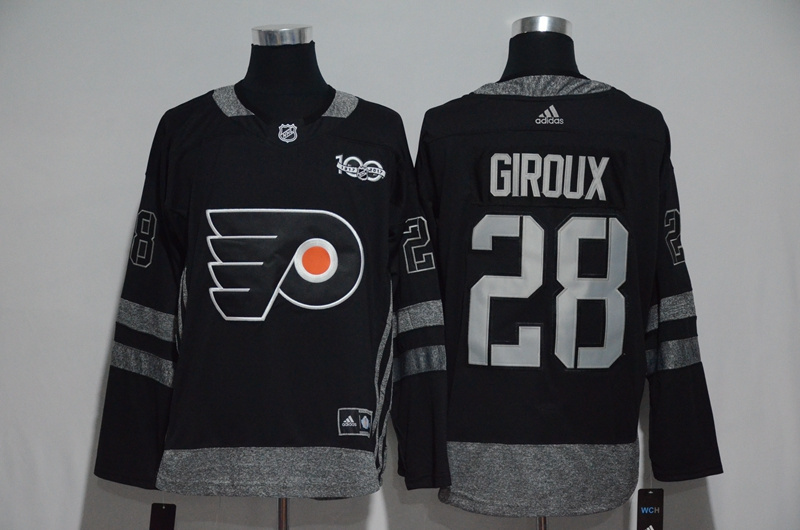 Philadelphia Flyers #28 Claude Giroux Black 1917-2017 100th Anniversary Stitched Jersey