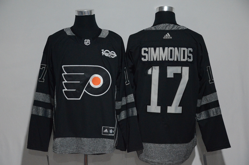 Philadelphia Flyers #17 Wayne Simmonds Black 1917-2017 100th Anniversary Stitched Jersey