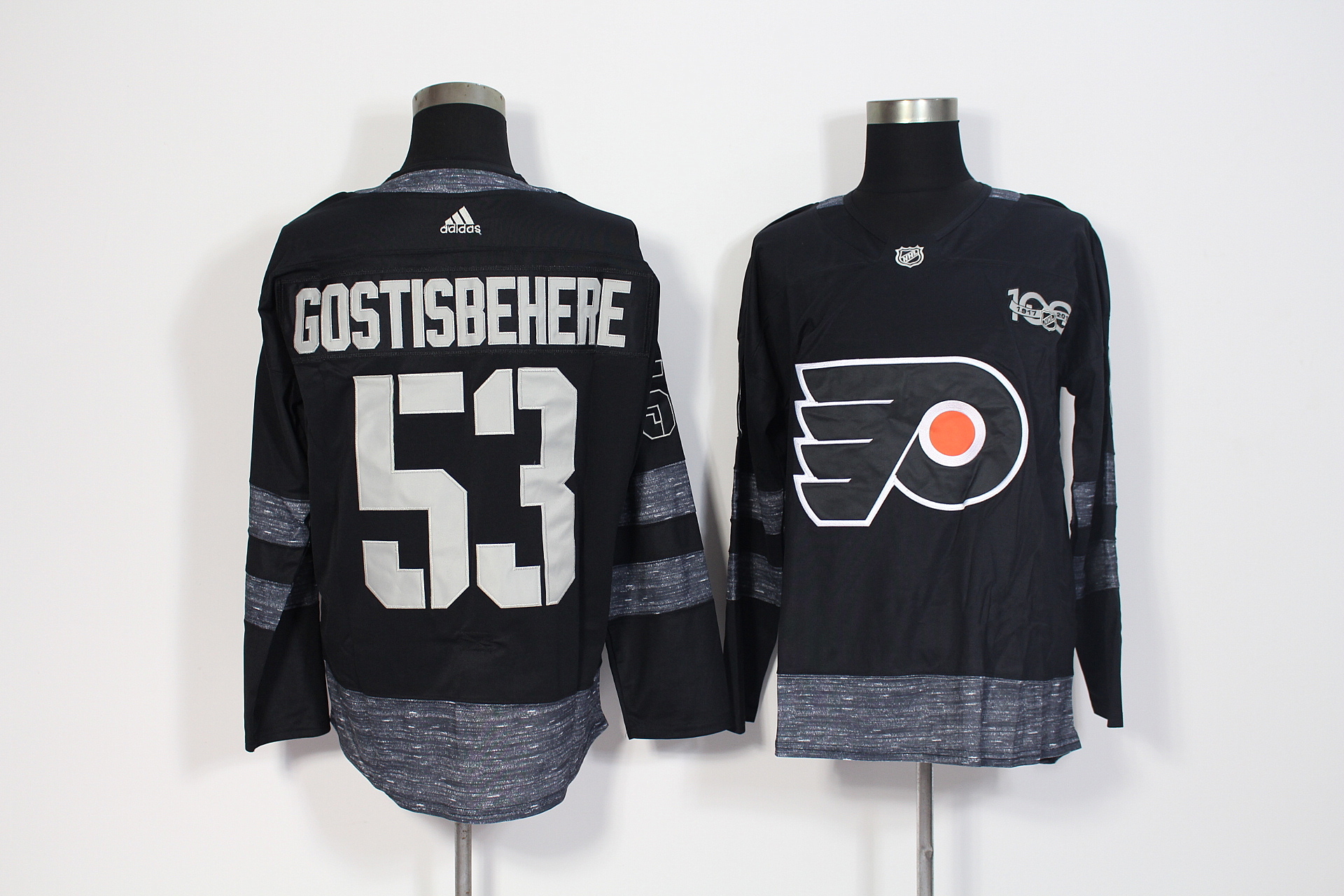 Philadelphia Flyers #53 Shayne Gostisbehere Black 1917-2017 100th Anniversary Stitched Adidas Jersey