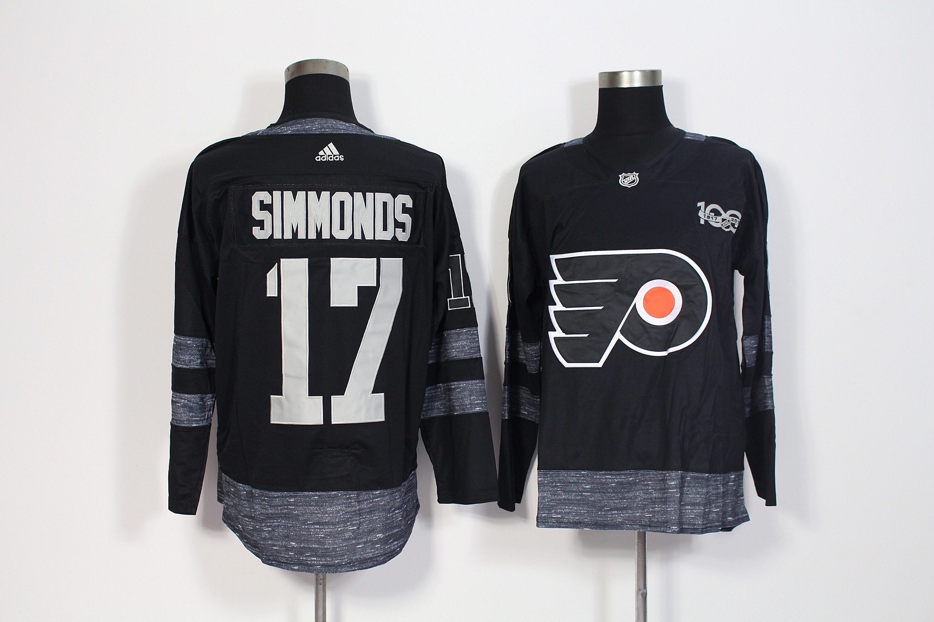Philadelphia Flyers #17 Wayne Simmonds Black 1917-2017 100th Anniversary Stitched Adidas Jersey