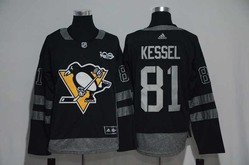 Pittsburgh Penguins #81 Phil Kessel Black 1917-2017 100th Anniversary Stitched Jersey