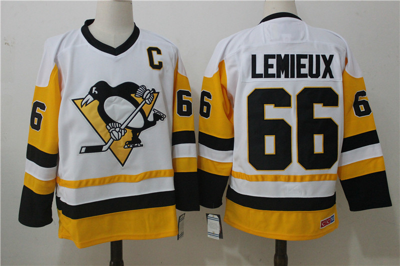 Pittsburgh Penguins #66 Mario Lemieux White Throwback CCM Stitched Jersey