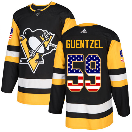 Pittsburgh Penguins #59 Jake Guentzel Black USA Flag Stitched Jersey