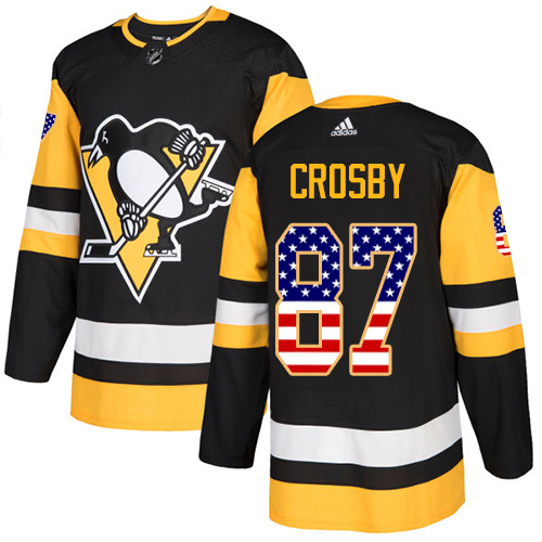 Pittsburgh Penguins #87 Sidney Crosby Black USA Flag Stitched Jersey