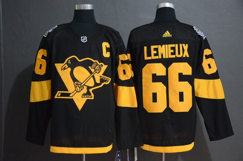 Pittsburgh Penguins #66 Mario Lemieux Black 2019 Stadium Series Stitched Jersey