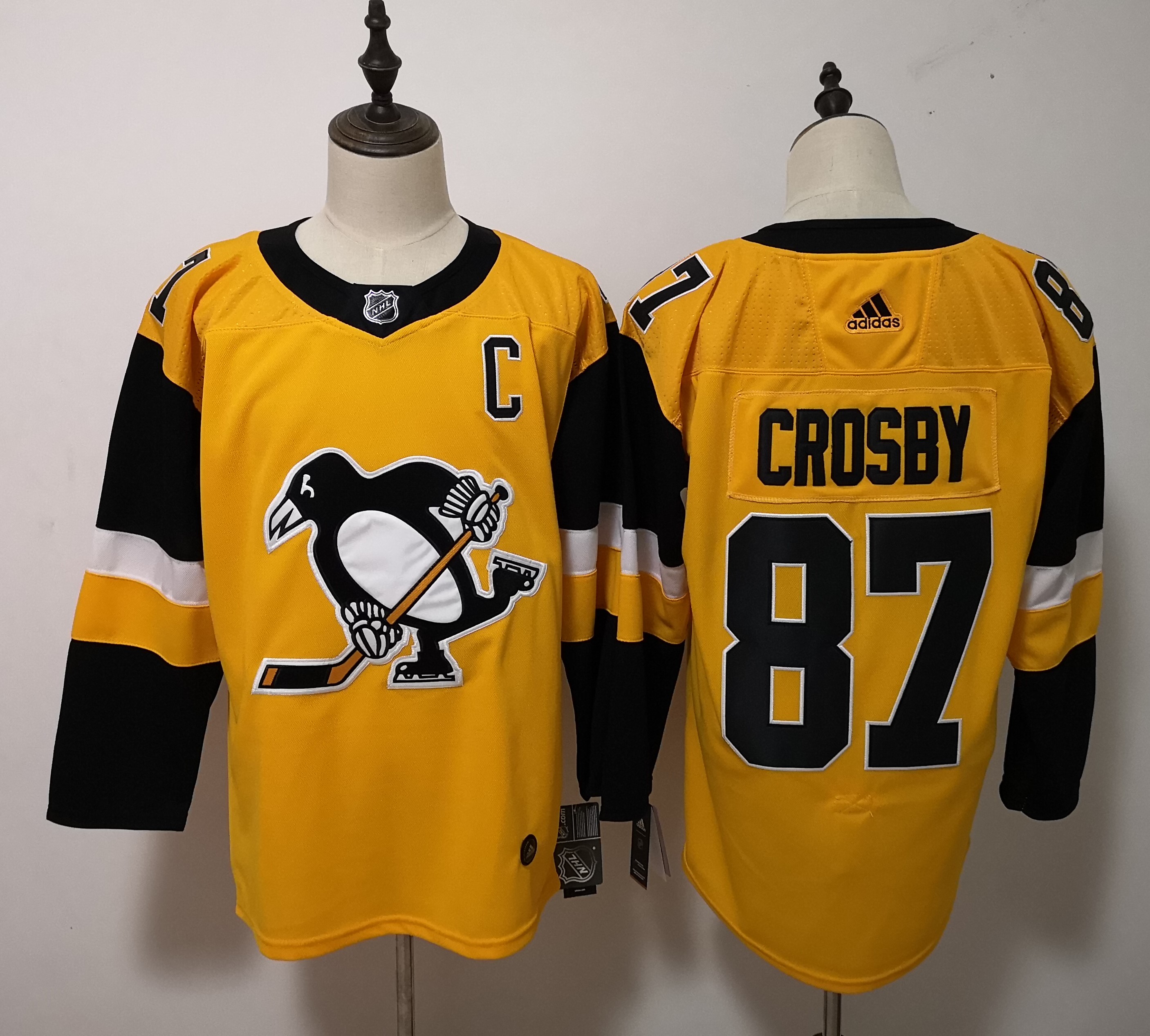 Pittsburgh Penguins #87 Sidney Crosby Yellow Stitched Jersey