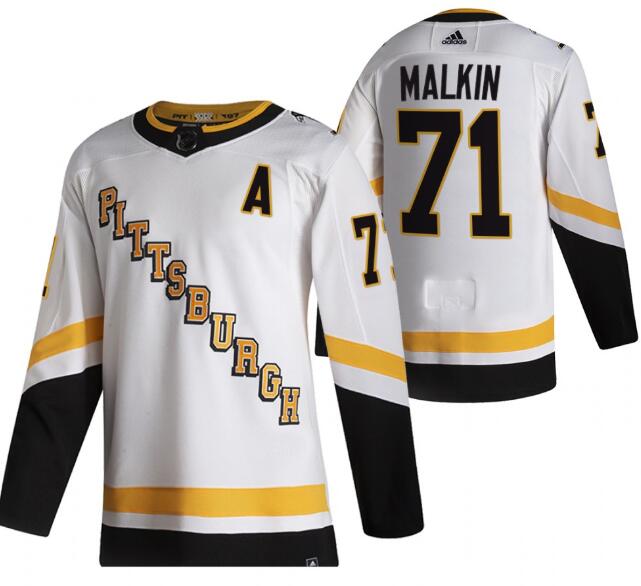 Pittsburgh Penguins #71 Evgeni Malkin 2021 Reverse Retro White Stitched Jersey
