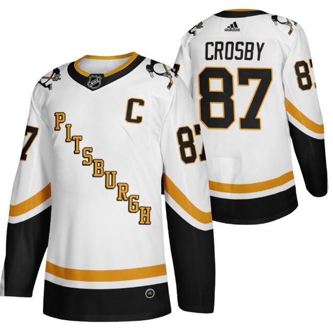 Pittsburgh Penguins #87 Sidney Crosby 2021 Reverse Retro White Stitched Jersey