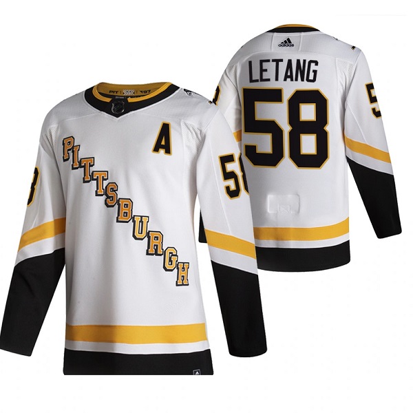 Pittsburgh Penguins #58 Kris Letang 2021 Reverse Retro White Stitched Jersey