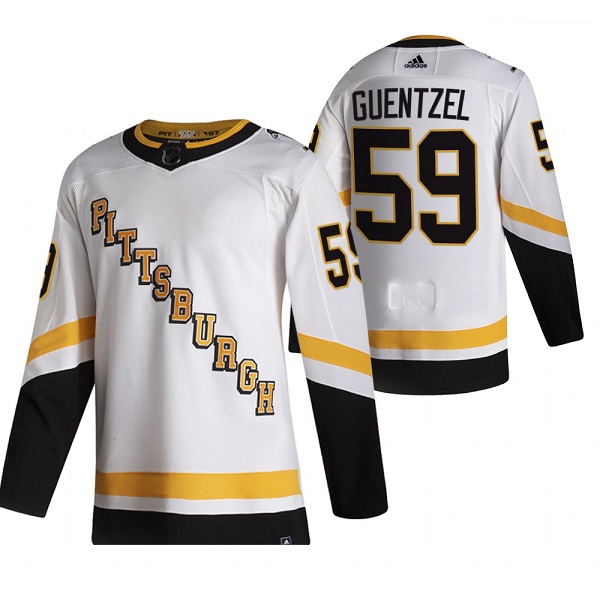 Pittsburgh Penguins #59 Jake Guentzel 2021 Reverse Retro White Stitched Jersey