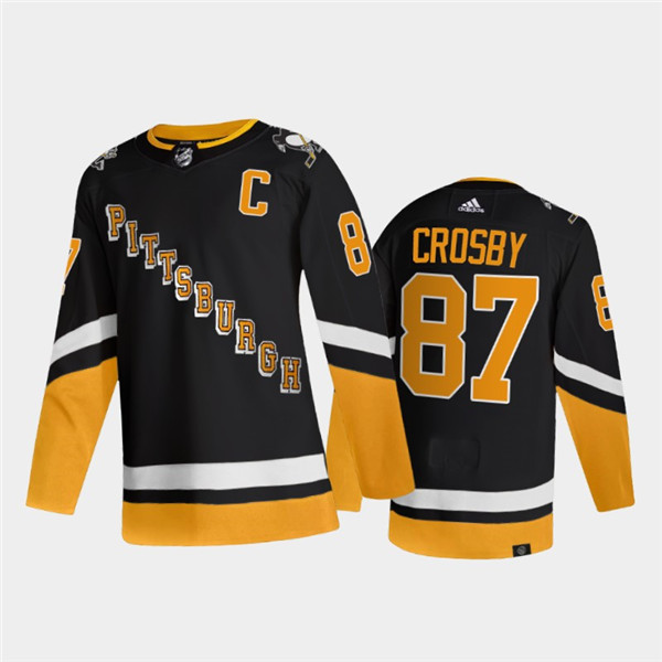 Pittsburgh Penguins #87 Sidney Crosby 2021 2022 Black Stitched Jersey